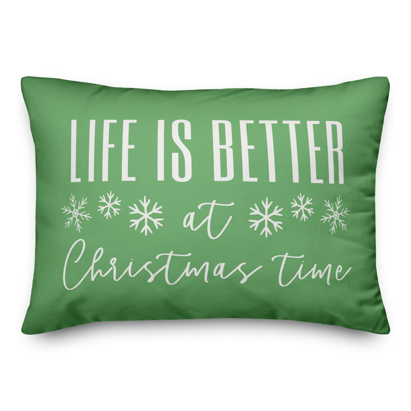  Coussin lombaire rectangulaire Life is Better at Christmas Time, Vert