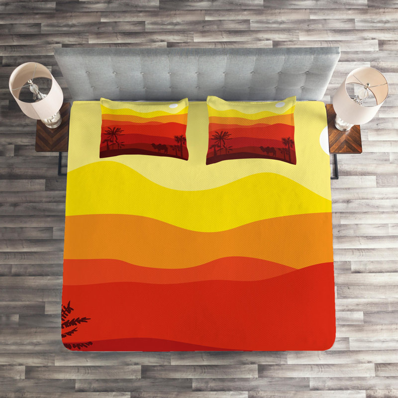 Landscape Modern & Contemporary Coverlet, King Bedspread + 2 Shams