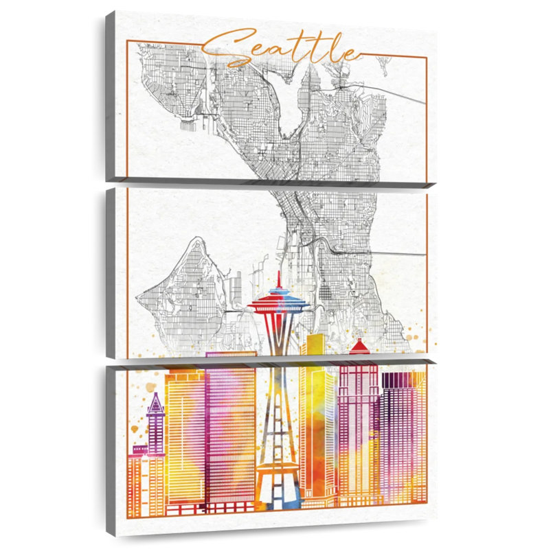 Carte de la ville de Aliaz Seattle, H 57 po x l 36 po