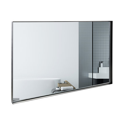 Wall Mounted 36X24inch Black Rectangle Mirror - Rustproof Metal Frame, Hd Reflection Rectangular Bathroom Vanity Aluminum Alloy Sight