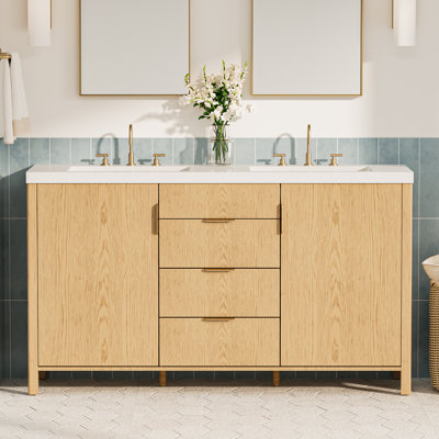 Meuble-lavabo autoportant avec lavabo en céramique