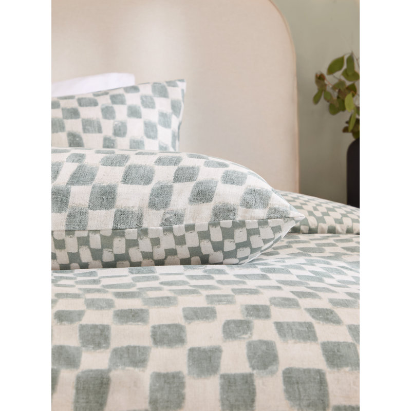 Nyhavn Chequered Duvet Cover Set with Pillowcases Included, Blue, Single Duvet Cover + 1 Standard Pillowcase