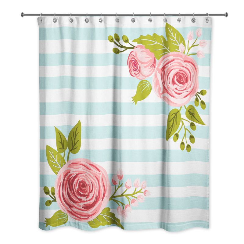Rideau de douche simple Bartram, Bleu / Blanc