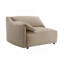 Luxueux canapé modulaire en suède brun clair avec coussins en duvet et siège à ressorts ensachés, parfait pour le confort et le style modernes.