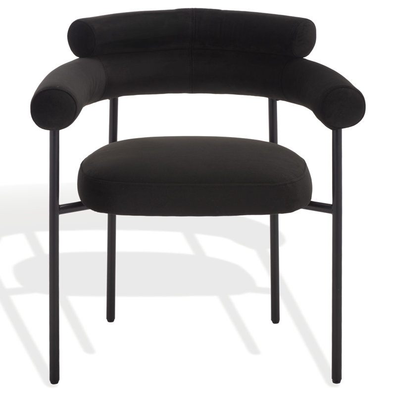 Bellport Curved Back Dining Chair, Black Linen
