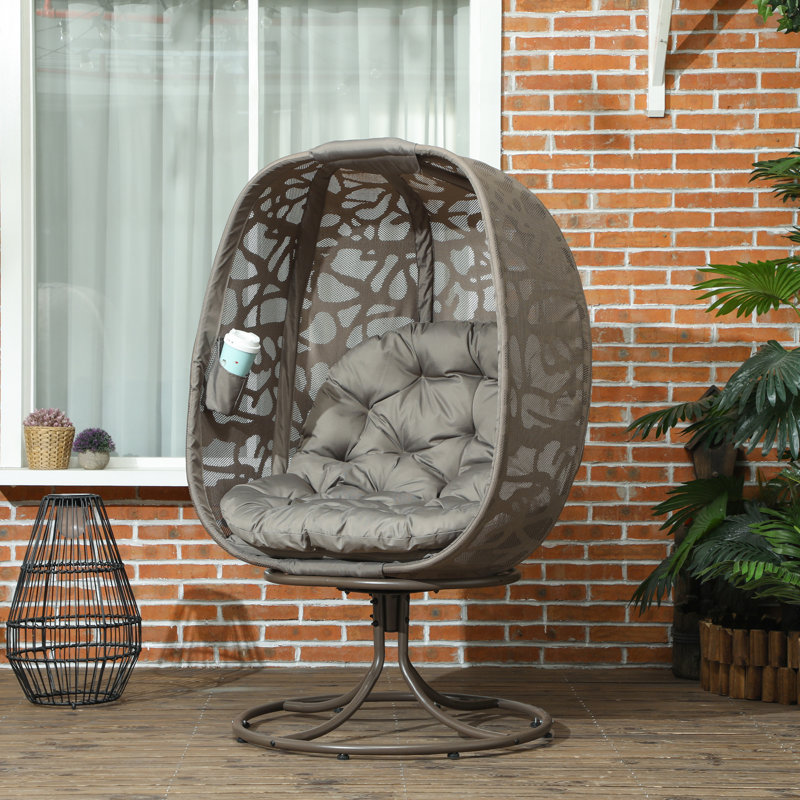 Fauteuil à œufs pivotant intérieur avec coussins et panier pliable