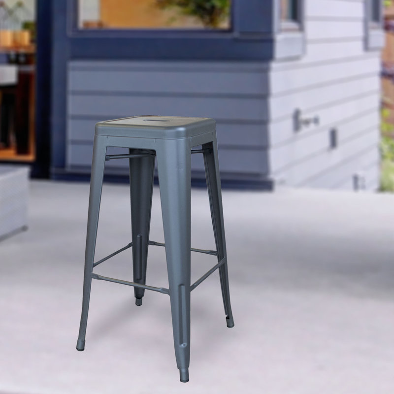 Tabouret bar et de comptoir Itzia, Argent métal, Tabouret de bar (assise de 30 po de hauteur), 3