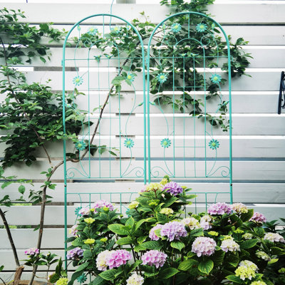 Ensemble de 2 treillis de jardin en métal 86,7 po antirouille pour plantes grimpantes