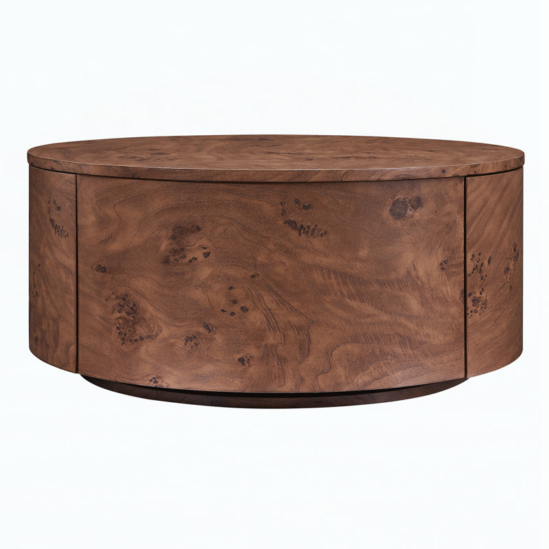 Table basse rotative en bois avec 2 tiroirs