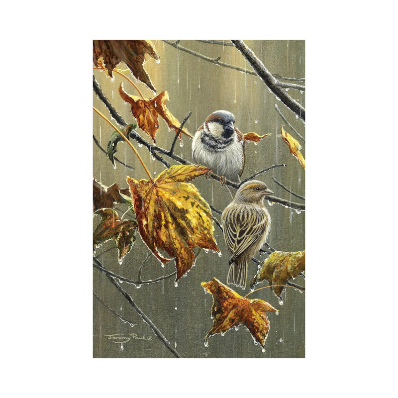 «Sparrows in the Rain» par Jeremy Paul, reproduction d'art sur toile tendue, H 12 po x l 8 po x P 0,75 po