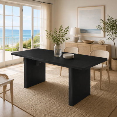 Table de salle à manger extensible Farmhouse, table de cuisine extensible de 63 po à 82,7 po avec coins arrondis, pouvant accueillir 4 à 8 personnes, base piédestal stable pour la salle à manger et le rassemblement, noir