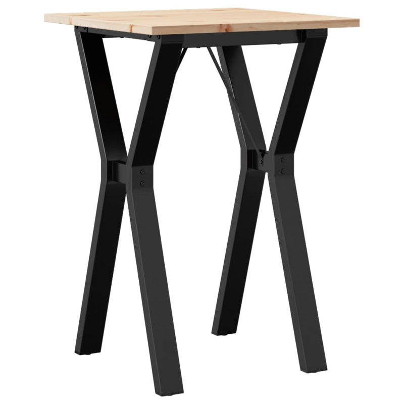 vidaXL Dining Table Y-Frame Solid Wood Pine and Steel, 75cm H x 50cm L x 50cm W, Brown, white and pink