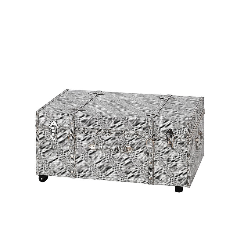 Texture Brand Designer Trunk with Wheels - Ripple Pattern, Black/White Candy