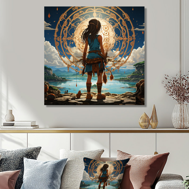 Art mural mural Boho Warrior Girl, Toile tendue, H 30 po x l 30 po