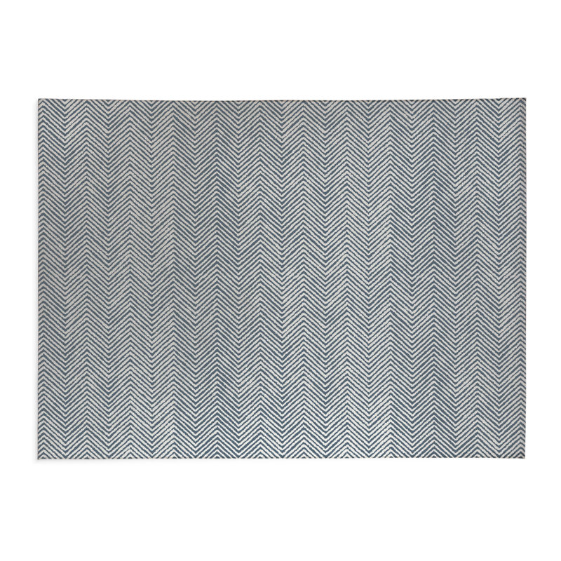Chevron Groove Lightweight Non-Slip Kitchen Mat, Blue, Rectangle 2' x 3'