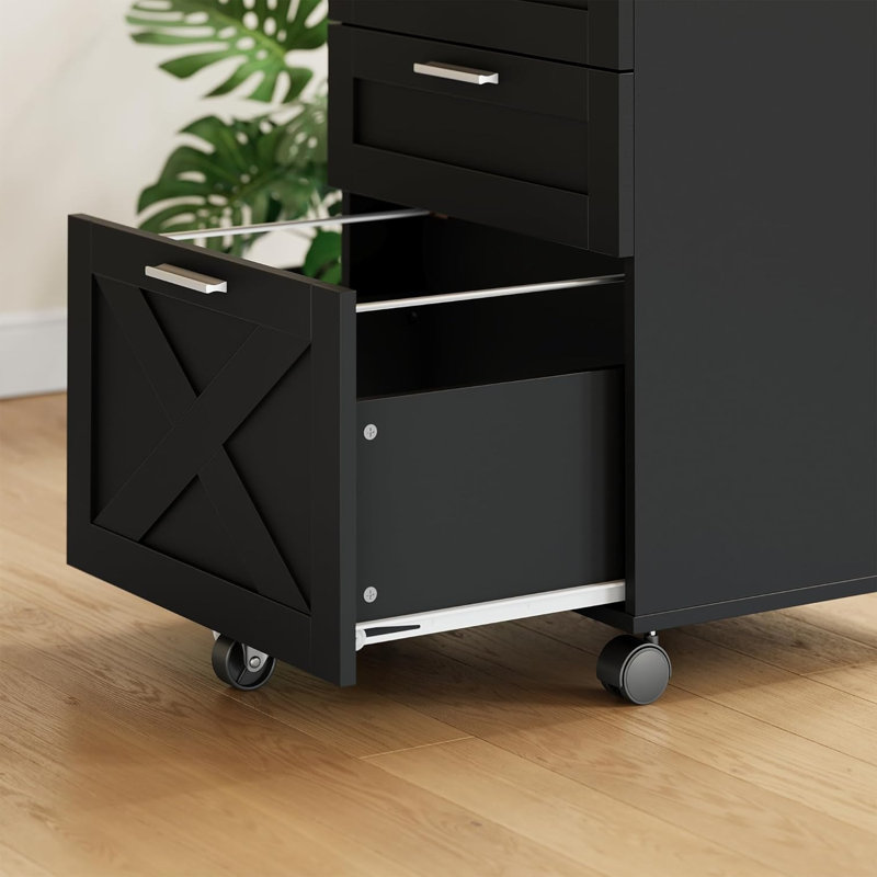 48cm Wide 3 -Drawer File Cabinet, Black