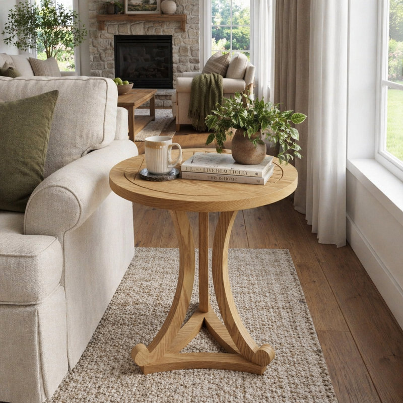 Table de bout élégante à base courbée pour le salon, la chambre à coucher ou le patio