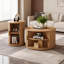 Round Fluted Coffee Table Set With Sliding Tambour Door And Storage-85220706