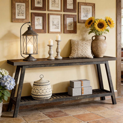 Canapé à 2 niveaux, console, table d'appoint