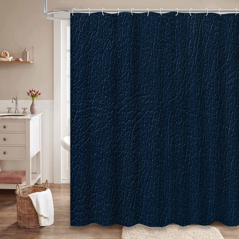 Rideau de douche en cuir bleu marine foncé à 12 crochets, L 72 po x l 78 po