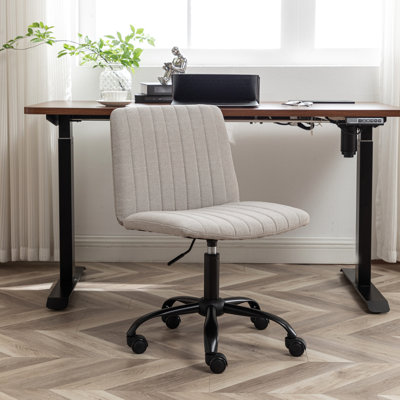 Fauteuil de bureau pivotant en tissu - mobilier contemporain avec revêtement respirant, pivotant sur 360 °, base en métal, 5 pi, tissu doux bleu, fonctionnel, gris