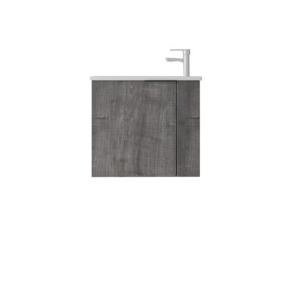 Meuble-lavabo flottant 22 po avec lavabo, porte à fermeture en douceur, lavabo en céramique, contreplaqué