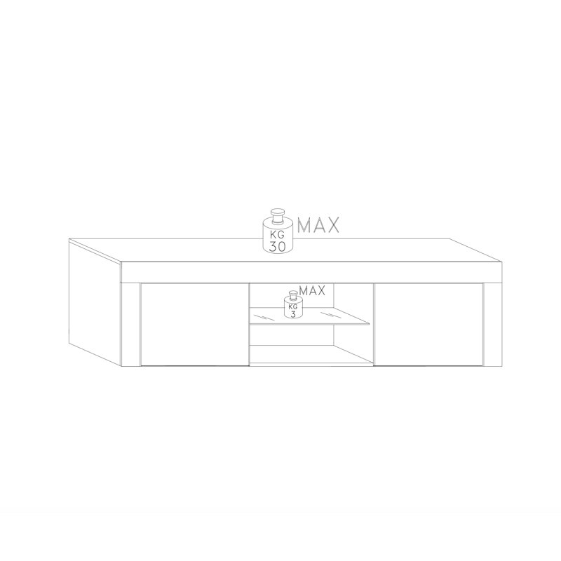 Raheel Unfinished TV Stand for TVs up to 75", White Gloss/Concrete Grey