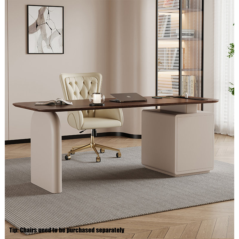 Bureaux rectangulaires en bois massif brun et blanc, H 29,53 po x l 62,99 po x P 27,56 po