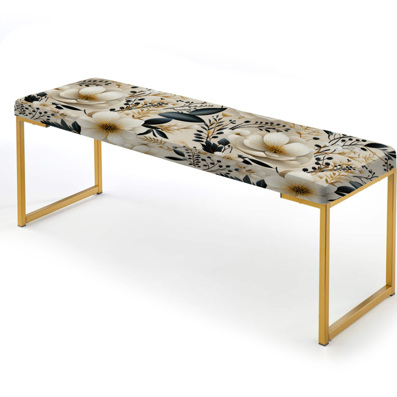 Minimaliste motif floral bohème chic - Banc rembourré floral doré