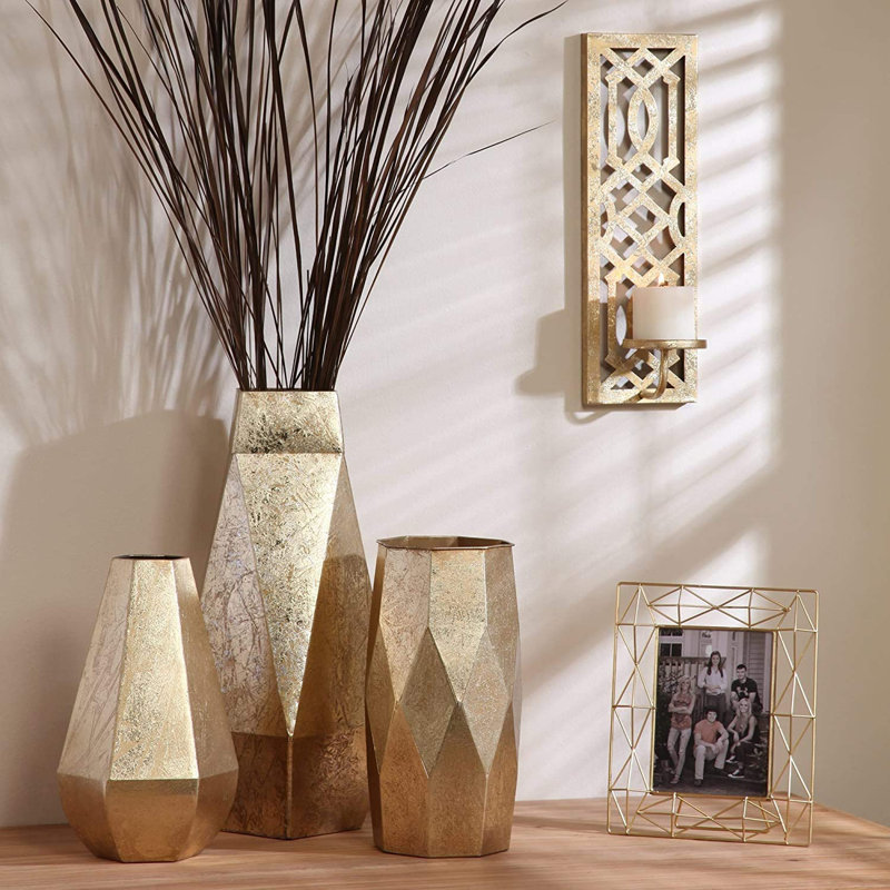 Ensemble de 2 appliques murales en métal doré Hosley d'une hauteur de 16,5 pouces - votre choix de couleurs / de motifs. Grande décoration murale cadeau idéal pour fête de mariage Spa Home Decor O5