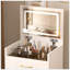 Meuble-lavabo 3 en 1 avec miroir ouvert et bureau en verre spacieux, meuble-lavabo compact avec 3 tiroirs pour la chambre à coucher-129911227