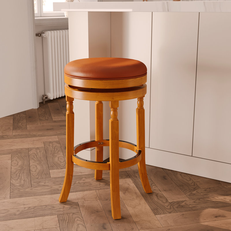 Tabouret de bar attrayant de 30 po au fini naturel et siège en cuir pour une assise confortable