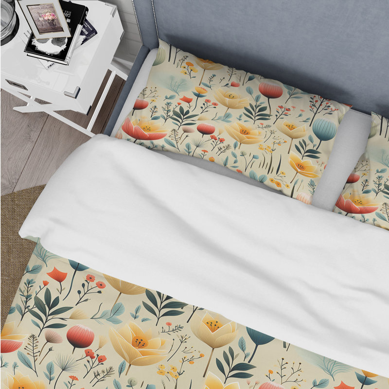 Literie Simplicity In Scandinavian Flowers, Housse de couette simple + 1 taie décorative stan