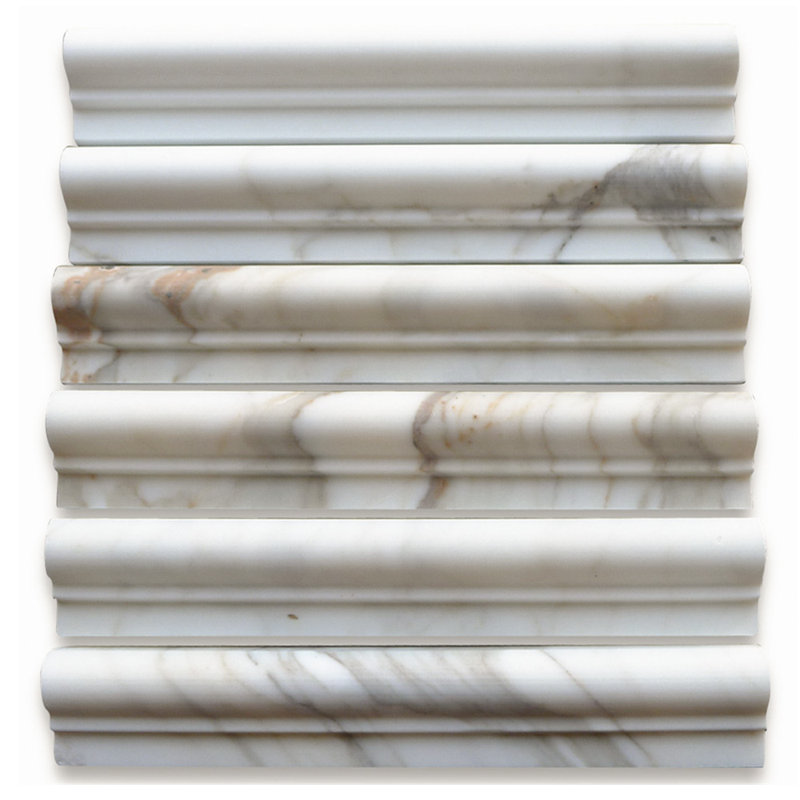 12" x 2" Marble Mosaic Wall & Floor Tile, Gray/White