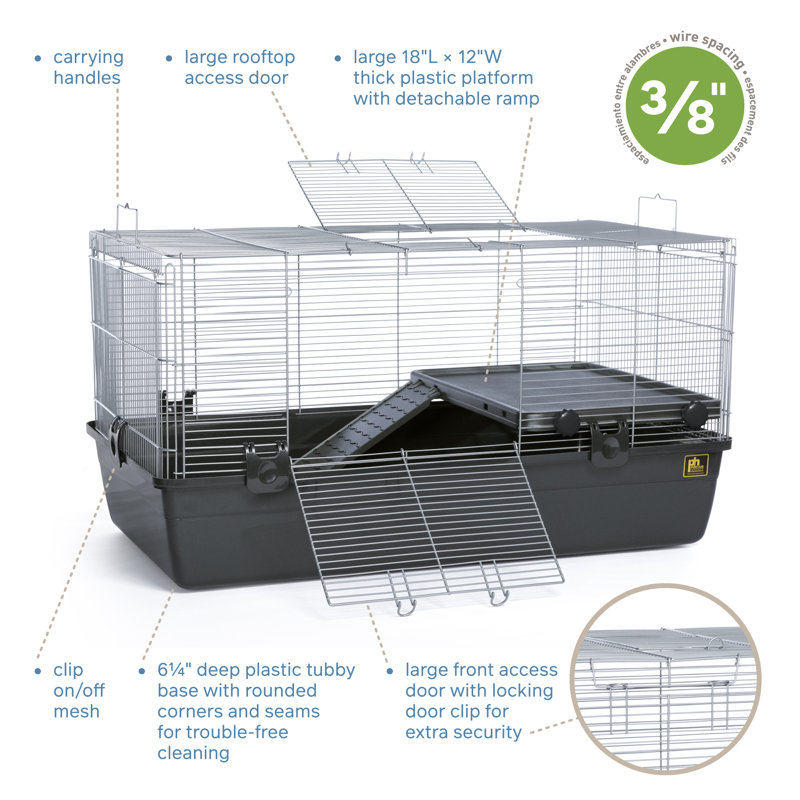 Dark Gray Universal Small Animal Cage with Deep Base