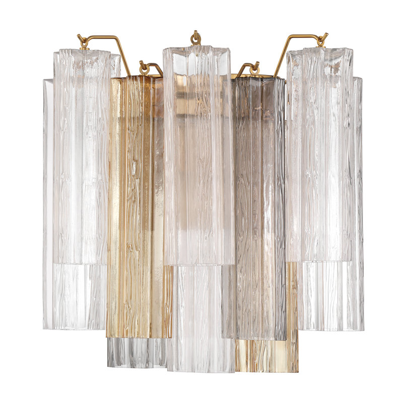 Hardman 2 Light Aged Brass Sconce, Gold, Clear/Black/Gold