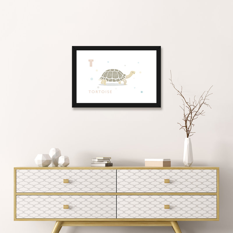 " Tortoise ", Black Framed Paper, White, 16" H x 24" W x 1" D