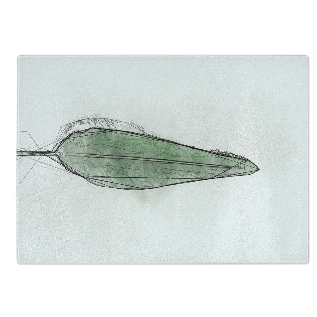 Glass Green Leaf in Abstract Chopping Board