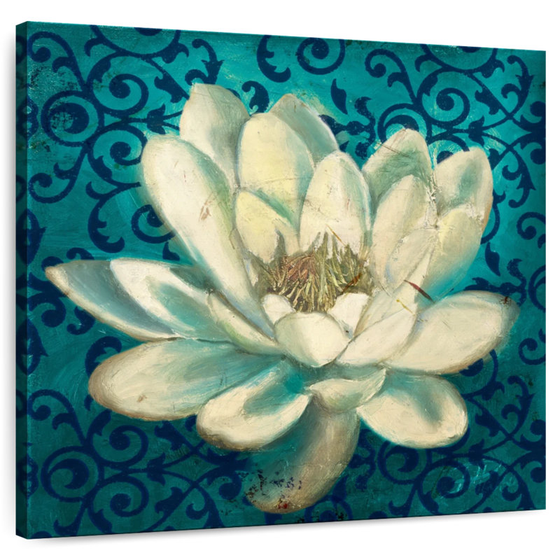 Harnek Water Lily On Teal, 16" H x 16" W