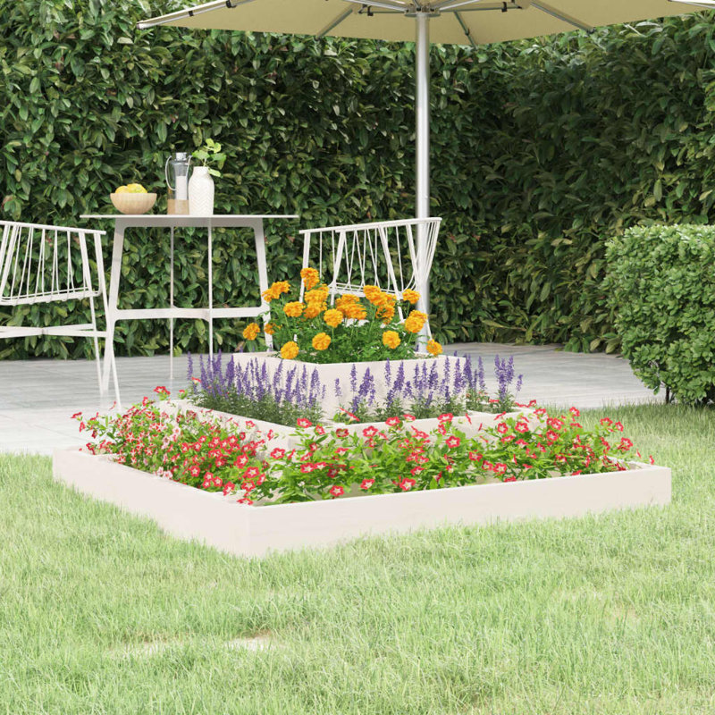 Adner Self-Watering Wood Raised Garden Bed, White, 27cm H x 80cm W x 80cm D