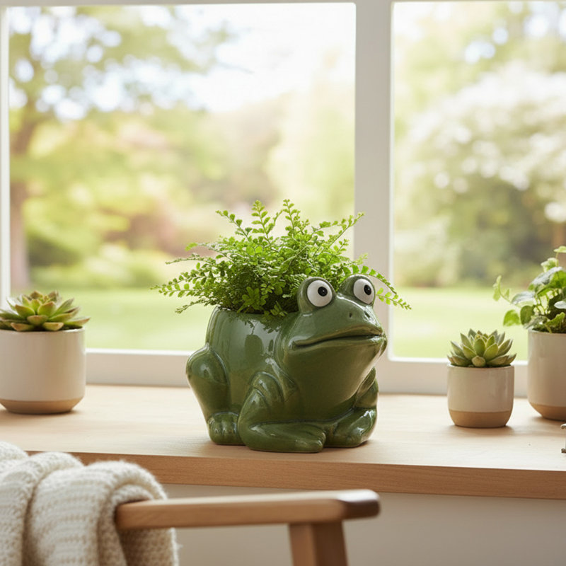 Ceramic Planter Frog - Set Of 2