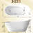 59 - Inch Freestanding Bathtub In Gloss White, Overflow, Ideal For Modern Bathing Pop Up Drain, Design