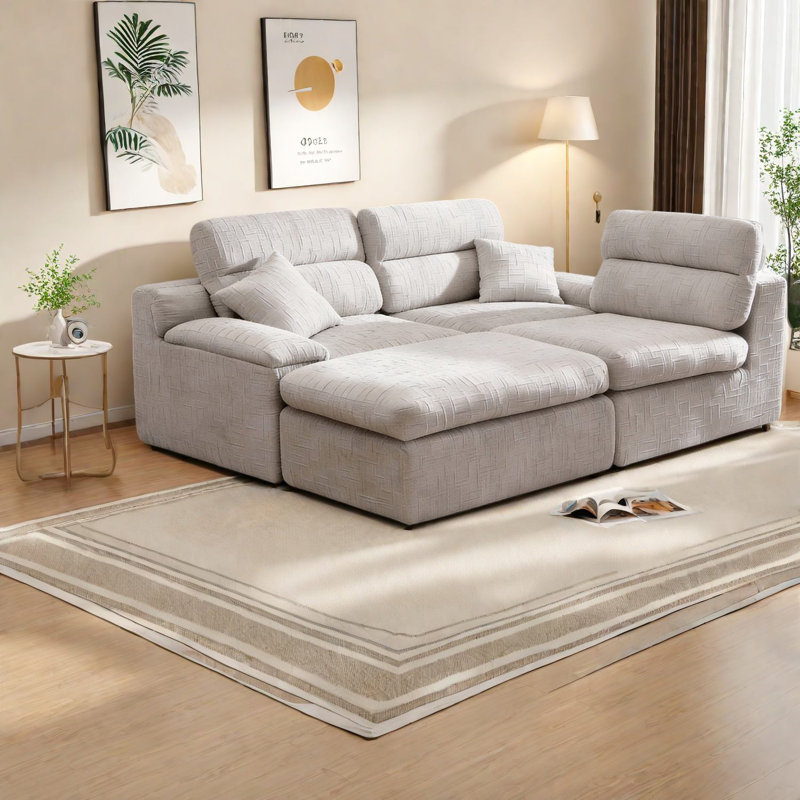 Canapé d'angle en L peu encombrant, revêtement en chenille de qualité supérieure, confort moderne pour la maison