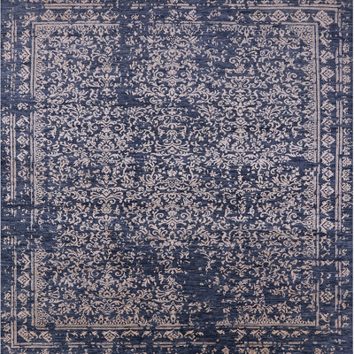 Tapis floral bleu