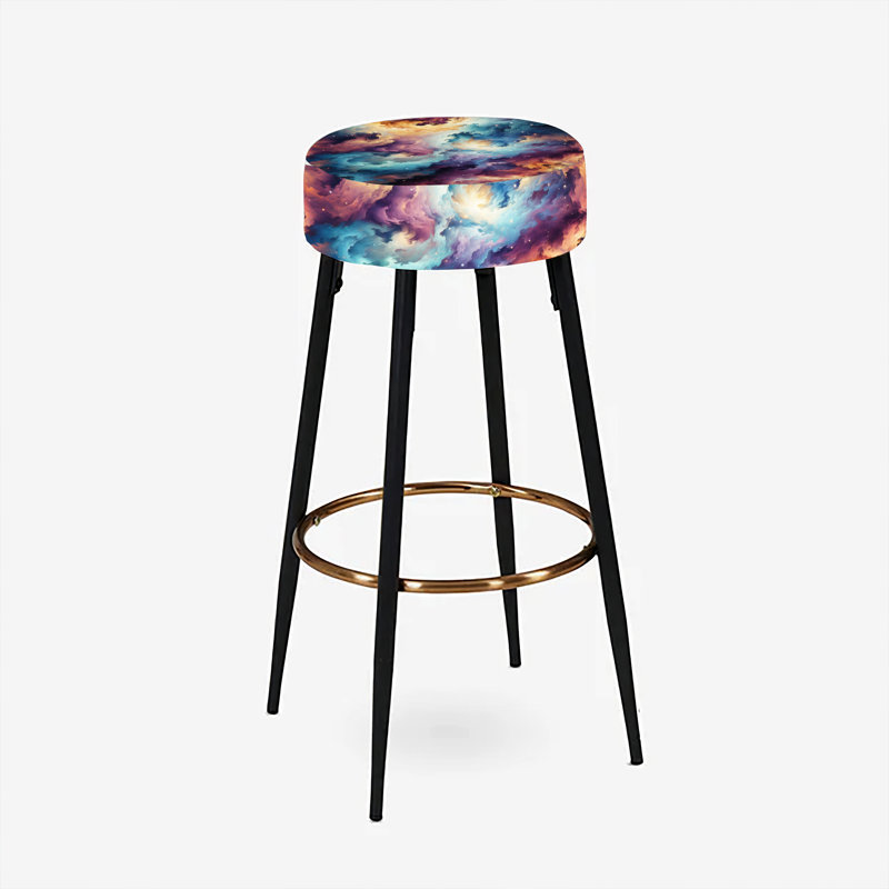 Plaid Galaxy Multicolor Expedition - Ensemble de 2 tabourets de bar damassés