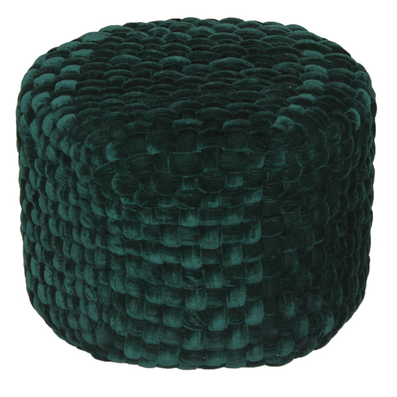 Trini Round Solid Colour Pouffe Ottoman, Green