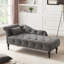 Chaise longue avec boutons capitonnés et pieds en bois massif-313189290