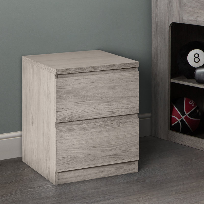 Binne 45cm W Manufactured Wood Bedside Table, Grey 