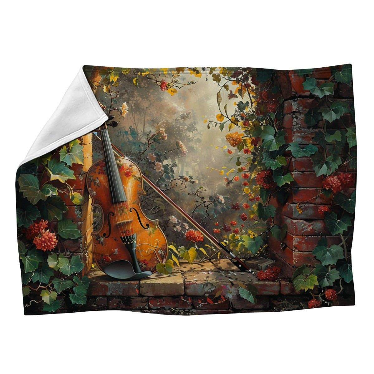 Violin Pattern Print Hooded Blanket