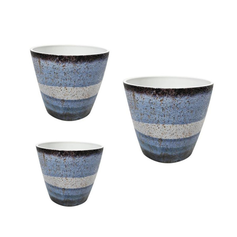 6/5/4in Rustic Blue Indoor/Outdoor Planter - 3pc Set